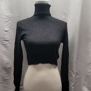 Seraphine Ribbed Crop Top Turtleneck Size 4‎